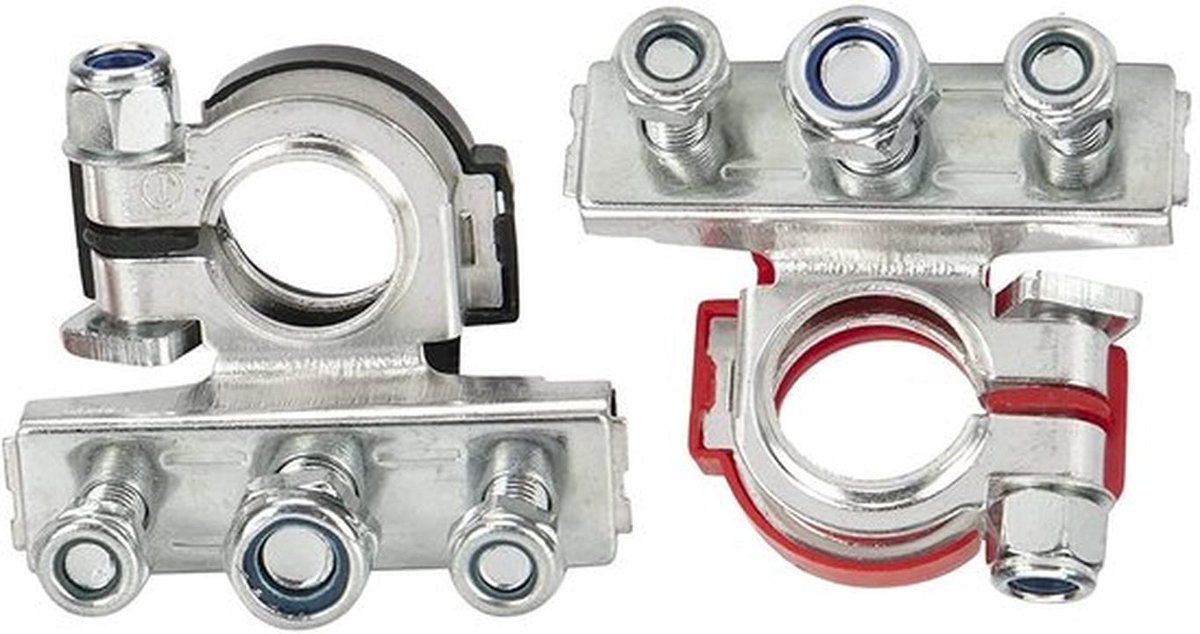 Accuklemconnector - Accuklem voor auto - 3-weg vrijetijdsaccu - 12 V - Accu-terminal - Geschikt voor auto camper caravan - Kleur zwart