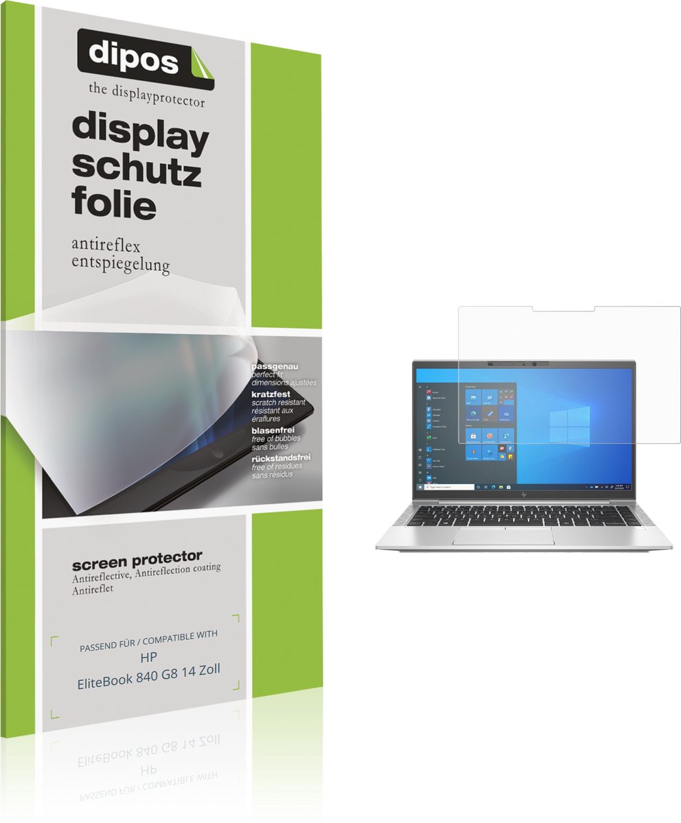 dipos – 2x Matte Beschermfolie geschikt voor HP EliteBook 840 G8 14 Zoll | Krasbestendige & antireflecterende Screenprotector Ultra-Thin