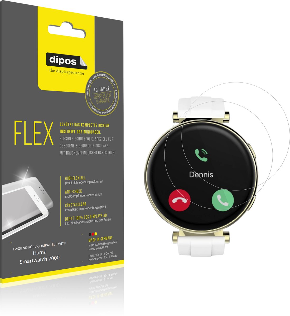 dipos – 2x Beschermfolie geschikt voor Hama Smartwatch 7000 | 3D Full Cover Screenprotector | 100% Passend