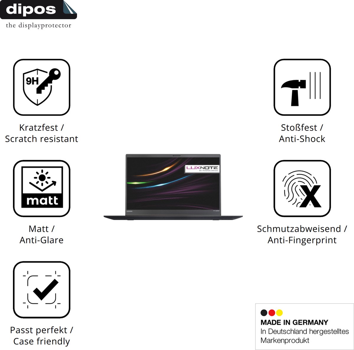 dipos – 2x Matte Pantserfolie geschikt voor Lenovo ThinkPad X1 Carbon Gen 6 | 9H Screenprotector