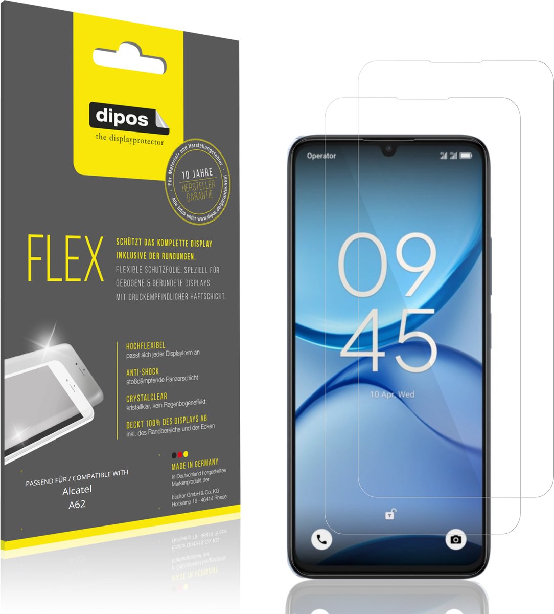 dipos – 2x Beschermfolie geschikt voor Alcatel A62 | 3D Full Cover Screenprotector | 100% Passend
