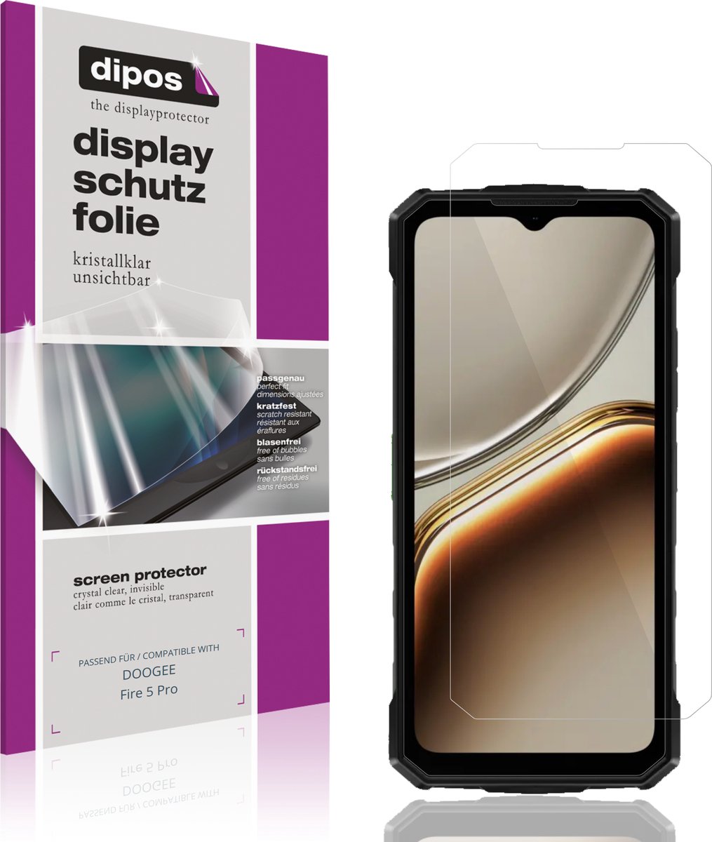 dipos – 4x Beschermfolie geschikt voor DOOGEE Fire 5 Pro | Krasbestendige & heldere Screenprotector Ultra-Thin