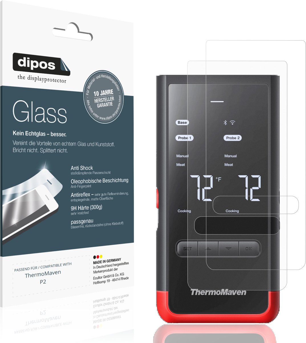 dipos – 2x Matte Pantserfolie geschikt voor ThermoMaven P2 | 9H Screenprotector