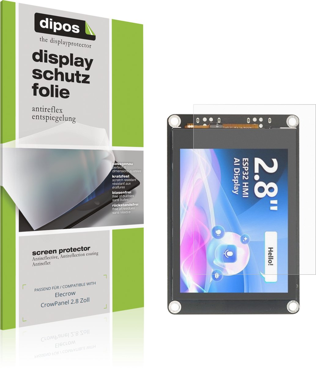 dipos – 4x Matte Beschermfolie geschikt voor Elecrow CrowPanel 2.8 Zoll | Krasbestendige & antireflecterende Screenprotector Ultra-Thin