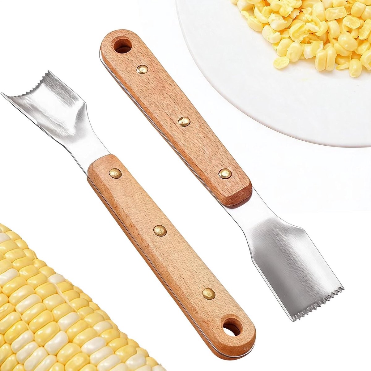 2 stuks Maïskorrel Verwijderaar Met Comfortabele Grip En Ergonomisch Handvat, Roestvrijstalen Maïskolfstripper Hulpmiddel voor kamperen picknick BBQ feestjes en bijeenkomsten salades en