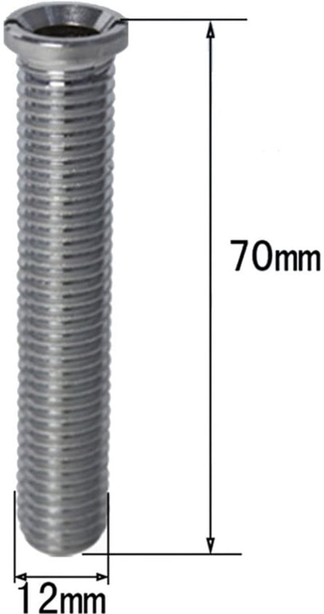 M12 x 70 mm keukenspoelbak - holle schroef - roestvrij en corrosiebestendig - messing - vervangingsschroef - ideaal voor spoelbakken - zi...