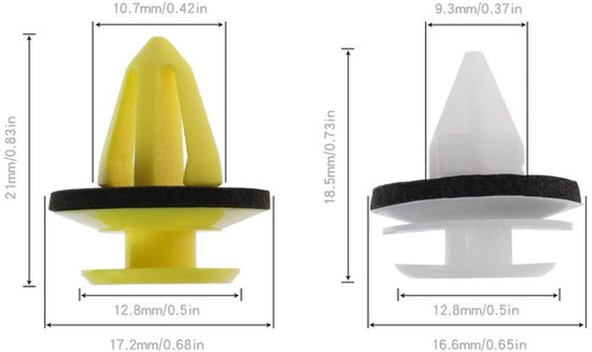 Trim Clip - 2 stuks - A-stijl - Voorruit - Kunststof - Compatibel met LAND ROVER DISCOVERY 3 - Inclusief 4 Witte/16 Gele Clips - Autoklip