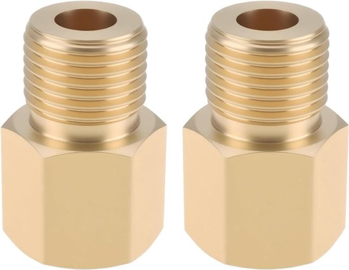 2-delige messing schroefdraadadapter - M14 x 1,5 - M16 x 1,5 - Sumpplug ventilator schakelaar - Geschikt voor auto's - Messing adapter - Draadadapter - Auto-onderdelen - Messing schroefdraadconvertor