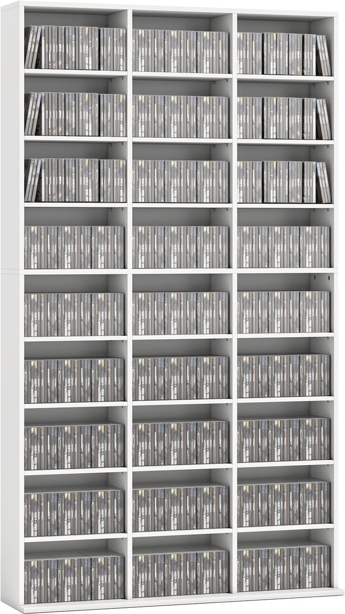 HOMCOM CD Storage Unit-Spanplatte-100B x 24T x 175H cm-Weiß