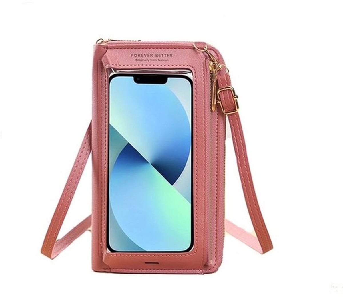 Telefoonhoes met touchscreen - PU-leer - Draagbare schoudertas - Crossbody tas - Mobiele telefoon tas - Afmetingen 20 x 12 x 3 cm