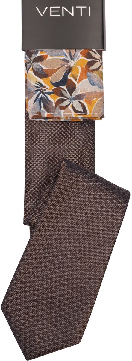 VENTI set met stropdas en pochet - bruin dessin