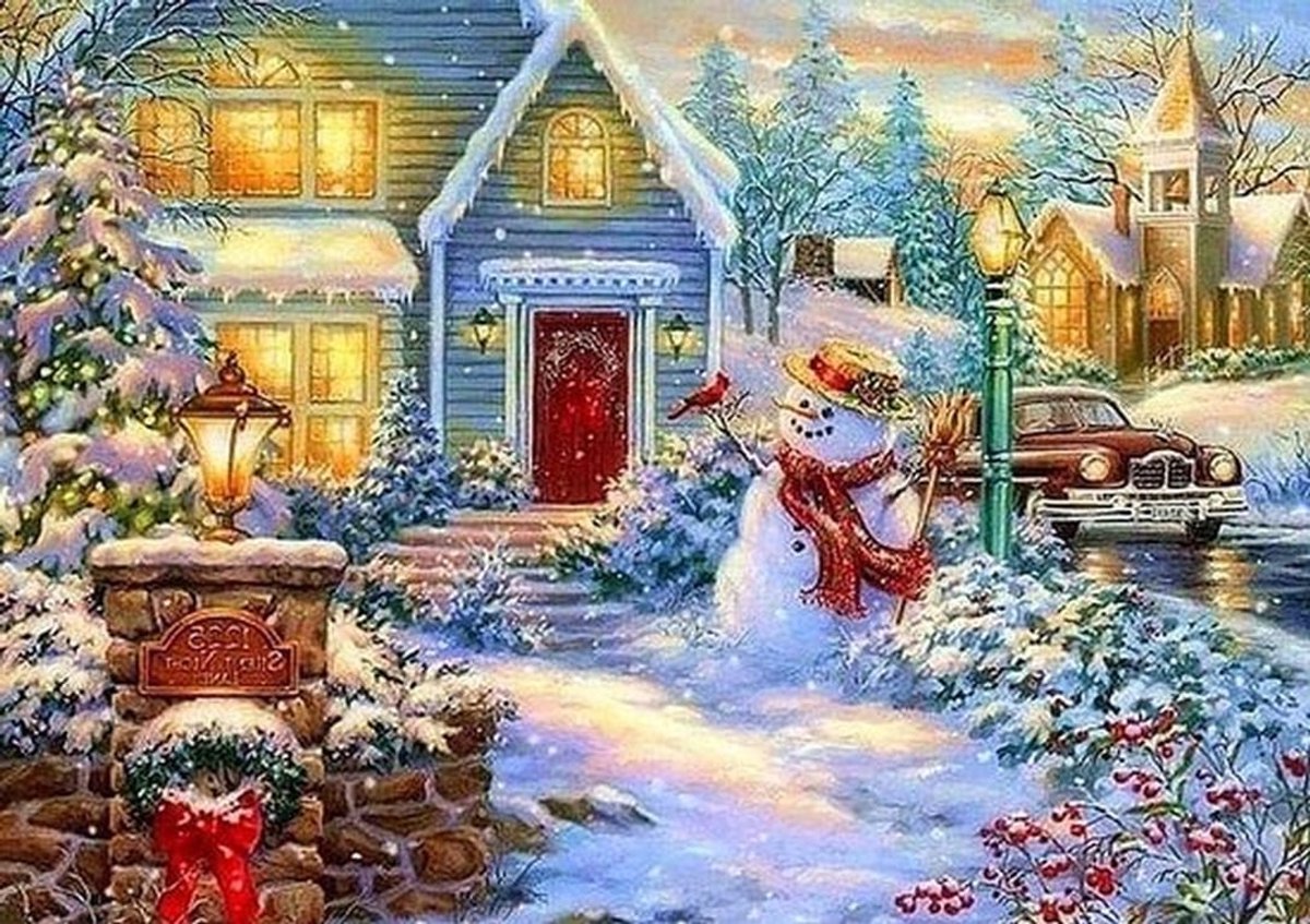 5D DIY Diamant Schilderen Kit - Volledige Boor - Kristal Strass Borduurwerk - Thuis Muur Decor - Kerst Sneeuwman - Groot Formaat (156x118 inch)
