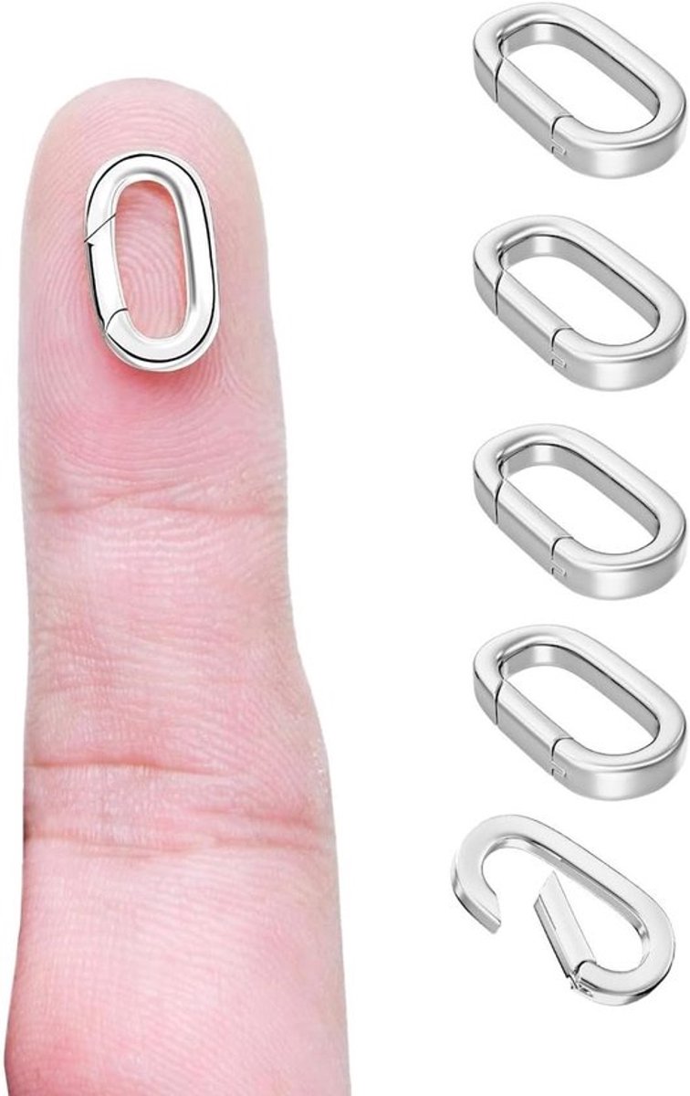 5-delige ovale sieraden sluiting in roségoud met veerring voor het maken van kettingen en armbanden (14 x 7.8 x 2.2 mm)