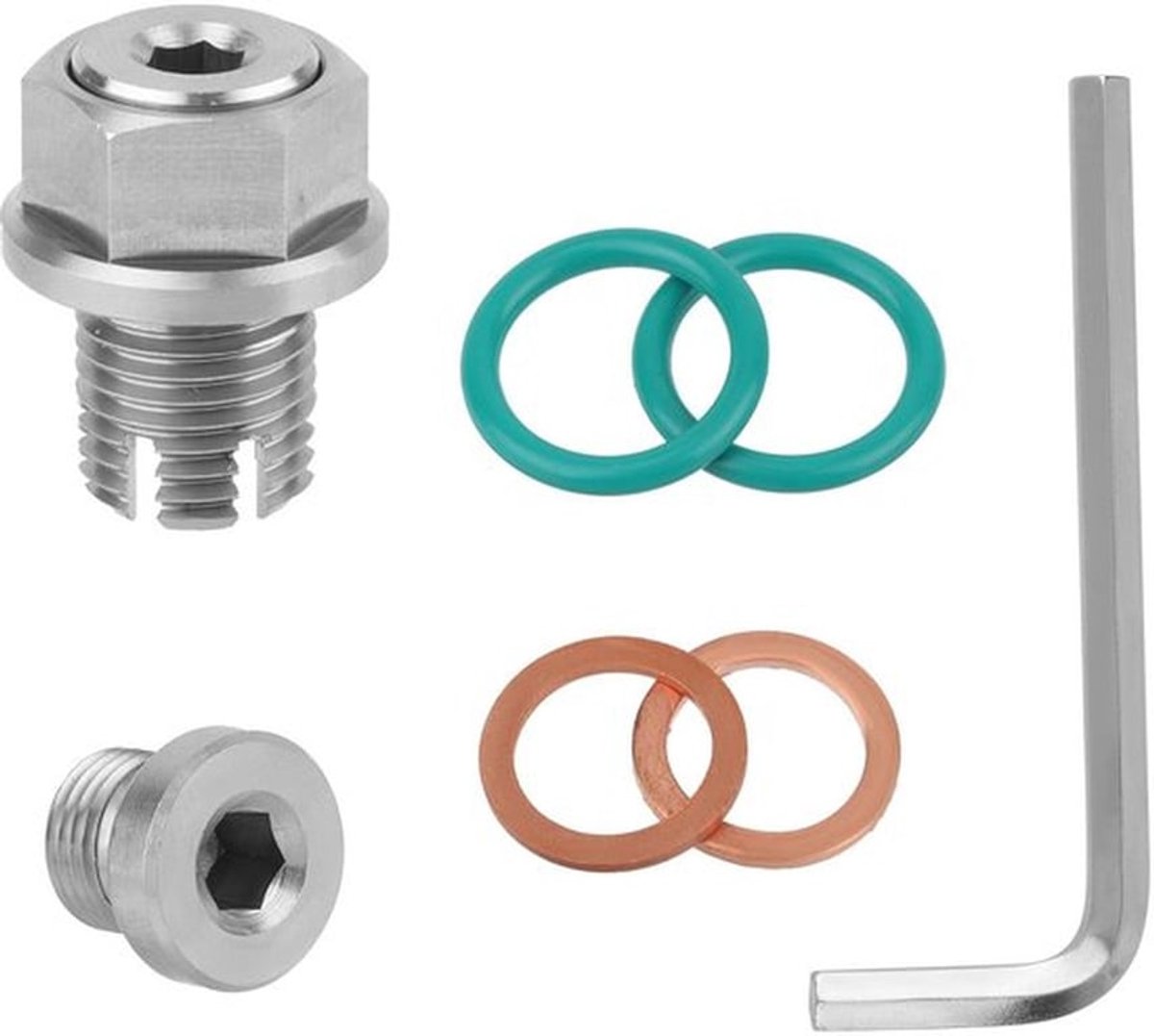 - Reparatieset - M14.1-1.5 x 15mm - Inclusief O-ringen - Voor olieafvoertap - Voor onderhoud - 7-delige set