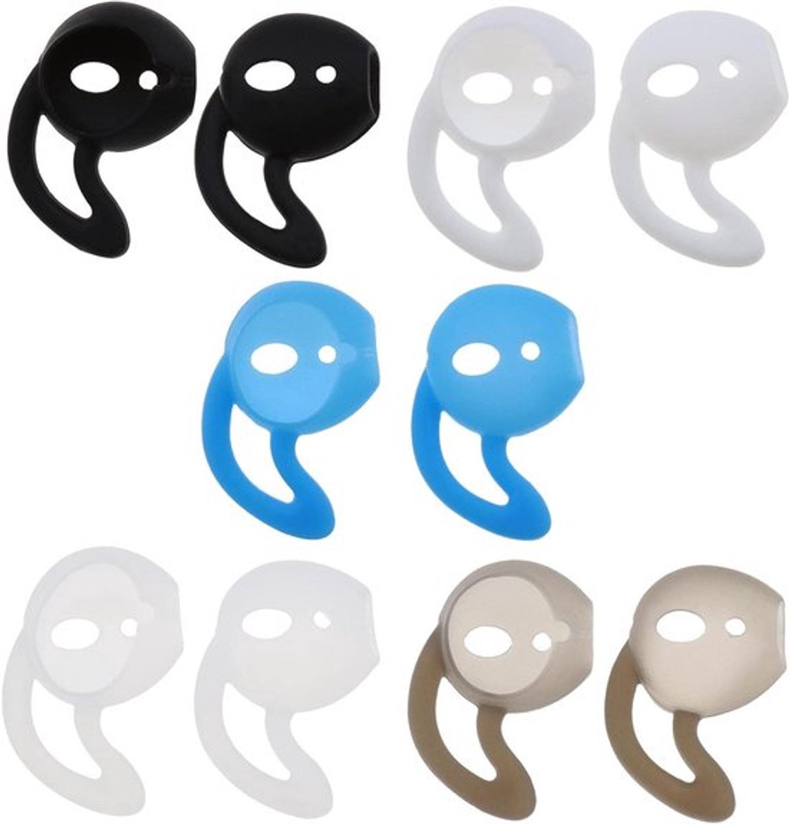 Oordopjes met Oorbeugels - Siliconen - Antislip - Accessoires - Anti-verlies Haak - AirPods 2 & 1, EarPods - 5 Paar Siliconen Oordopjes Oorbeugel Afdekkingen Compatibel met AirPods 2 & 1 EarPods 5 Kleuren.