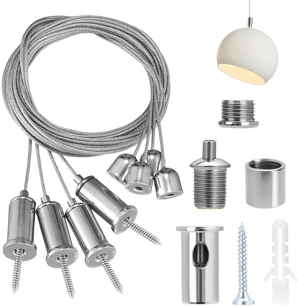 Set van 10 RVS Ophangkabels 0,3 cm x 1,5 m - Verstelbare Stalen Draad voor Verlichting en Reclameborden