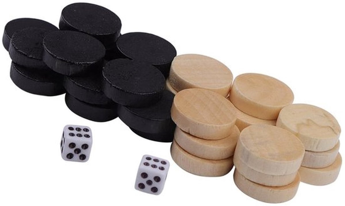 Schaakstukkenset 32-delig - Dammen/Backgammon - Bordspellen voor Kinderen - Houten Stukken - Duurzaam/Vergelijkbaar Vakmanschap - Diameter 1,9 cm - Bordspel