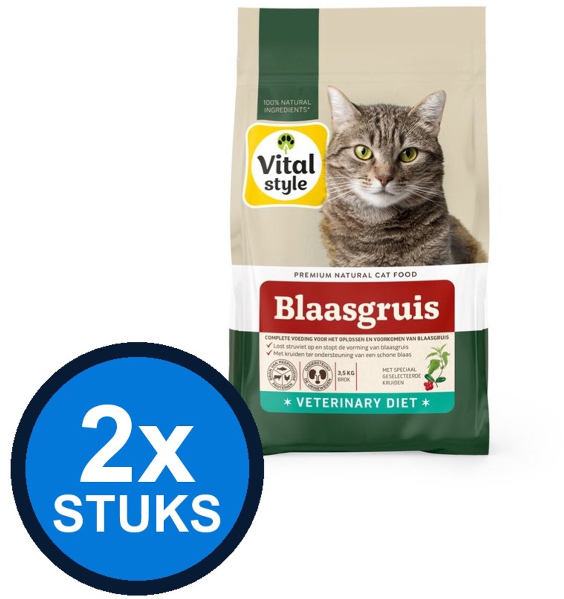 2x VITALstyle Kat Blaasgruis - Kattenvoer - 1,5kg