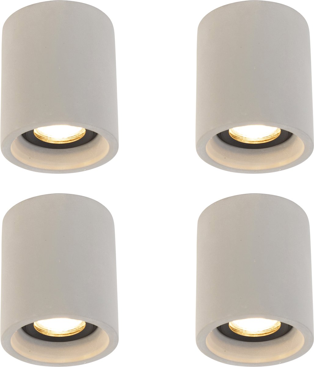 Qazqa spot - 95023 - beton, industrieel , max. 25W, geschikt voor led, 10cm, ideaal als woonkamer, keuken en lamp, in set van 4.