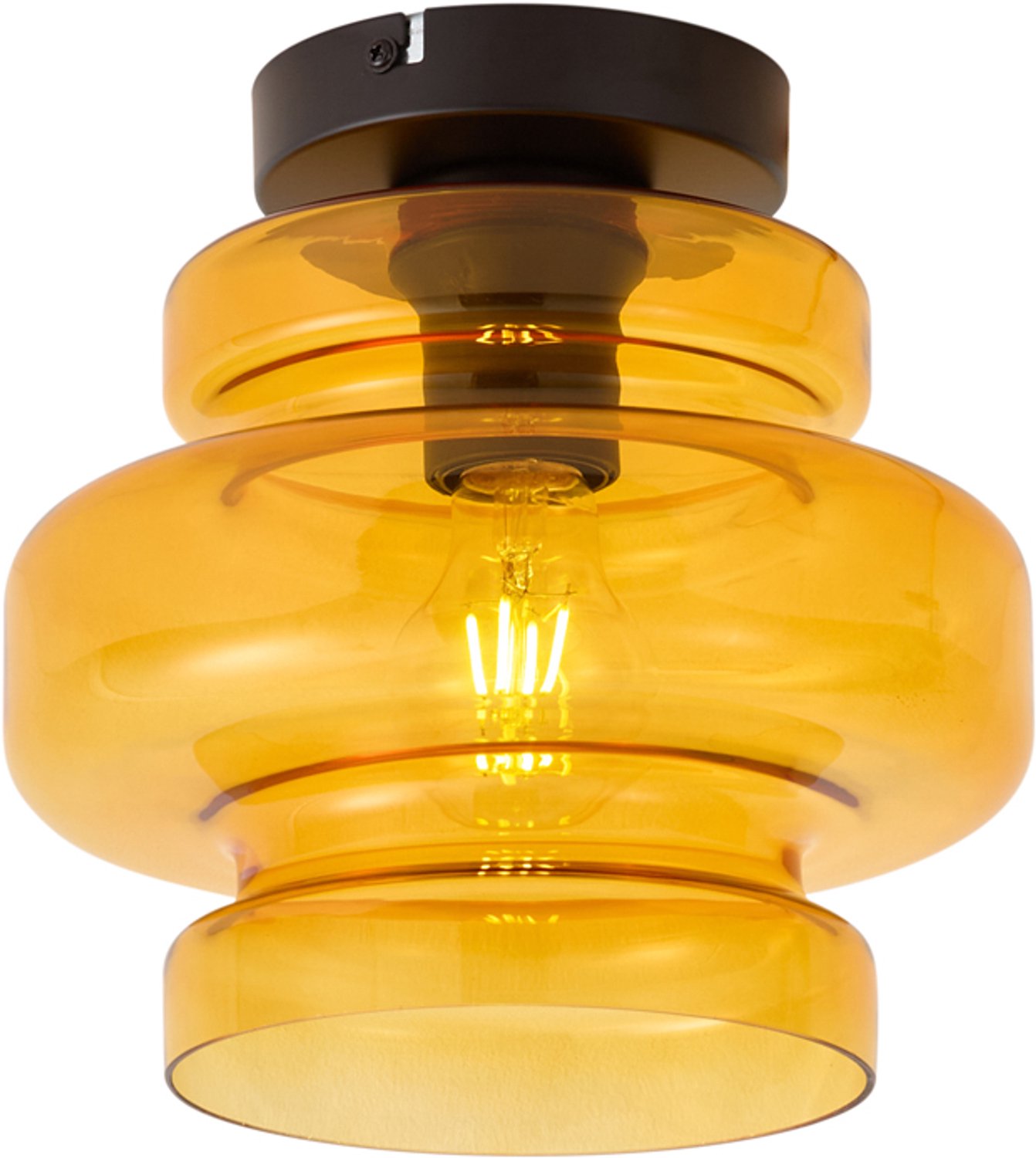 Qazqa retro plafondlamp - Denise - zwart, rond, 23cm, ideaal als woonkamer en hal lamp