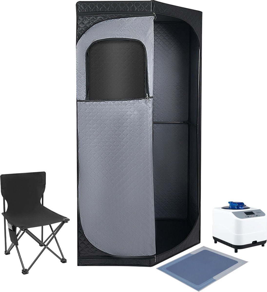 Brandistry - Sauna - Thuis Sauna - Draagbare Sauna - Stoomsauna - Met Opvouwbare Stoel - Afstandsbediening - 220 Volt - Zwart