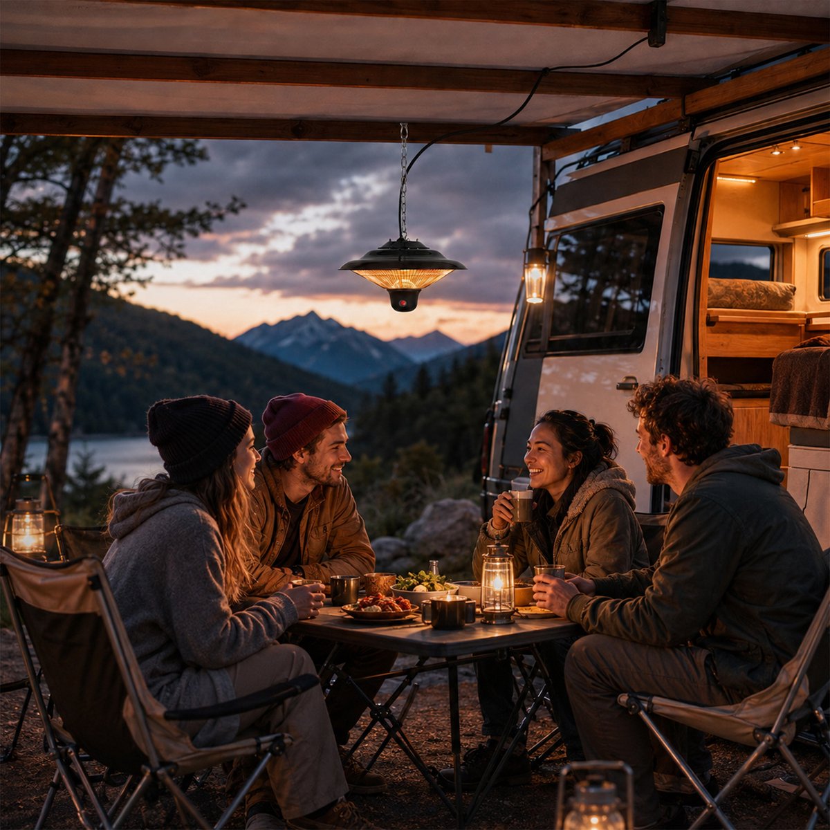 BRASQ Elektrische Terrasverwarmer Hangend PHC100 - Infrarood Heater 1500W - met Afstandsbediening - 3 warmtestanden - Voor binnen en buiten - Spatwaterdicht - Zwart – foto 6