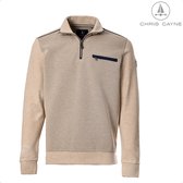 CHRIS CAYNE heren sweatshirt - beige - 4XL - borstzak - honeycomb - melange