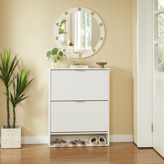 STILVORA Schoenenkast - Smalle Kast Met Verstelbare Planken En Kantelbeveiliging - Voor Hal En Entree - Spaanplaat En Metaal - Wit - 80 X 24 X 102 Cm — afbeelding 3