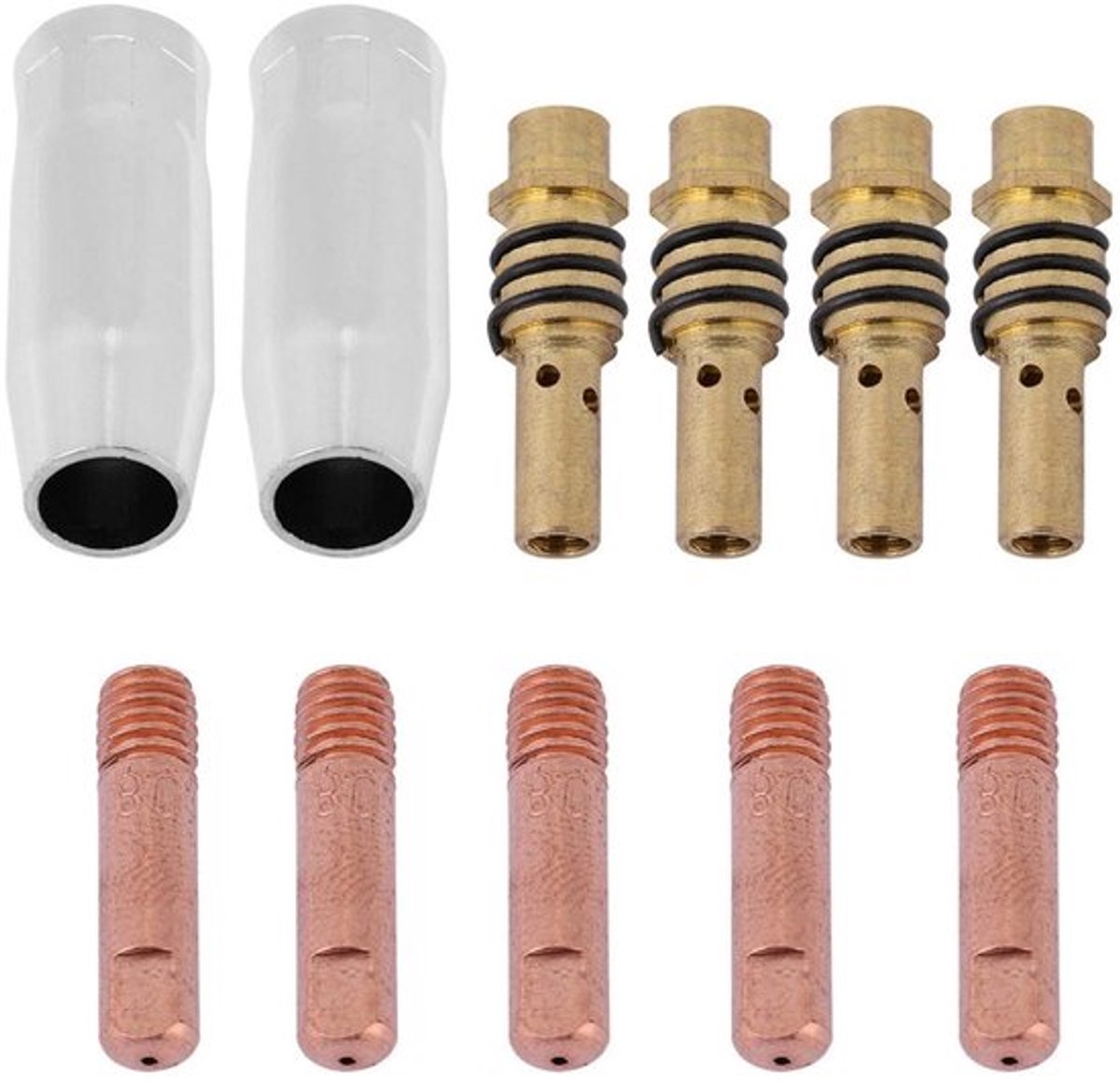 Lasmondstuk Set 11 Stuks - 15AK Nozzle - Contacttips - Tiphouders - Hoogwaardig Metaal - Gegalvaniseerd Koper - Lasaccessoires