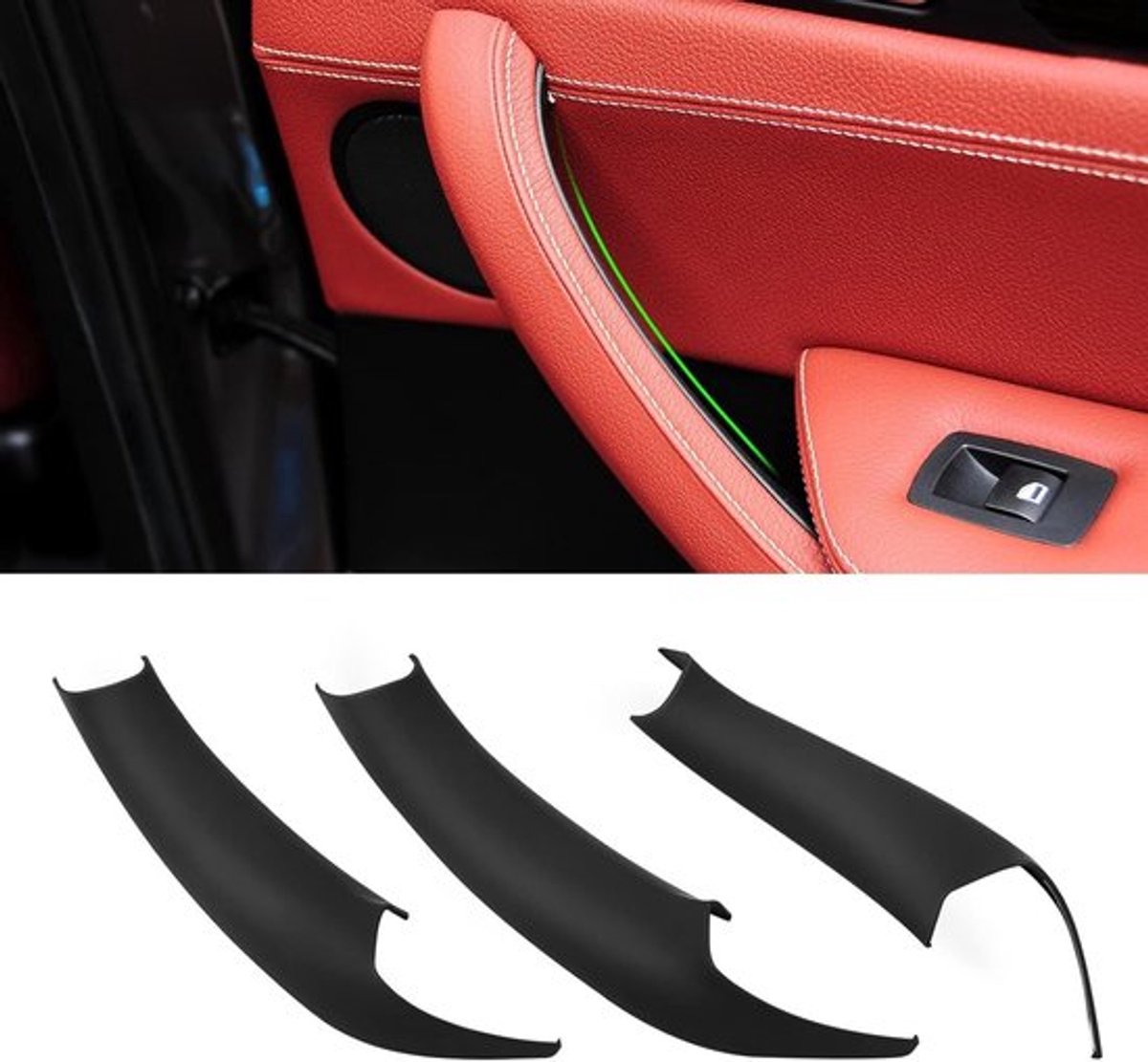 Set van 3 Compatibele Binnenhandgrepen voor X3 F25 (2010-2016) en X4 F26 (2014-2017) - Achterlinkse en Rechterdeuren, Inclusief Beschermhoes en Zwart Design