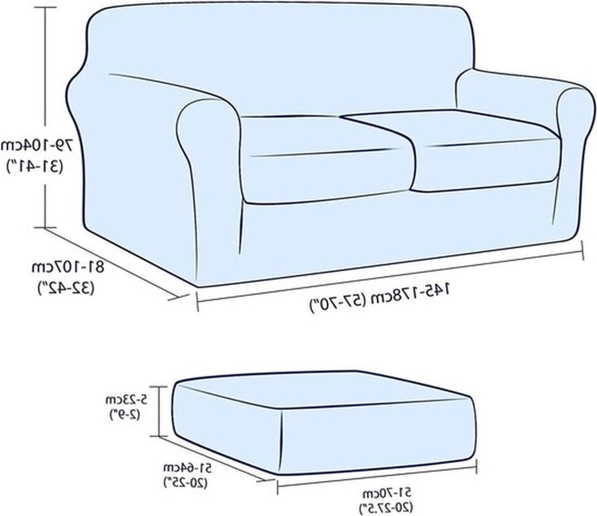 Verstelbare Stretch Sofa Cover met 2 Losse Kussenhoezen voor 2-zitsbank - Grijs, Bescherming, Stijl, Comfort