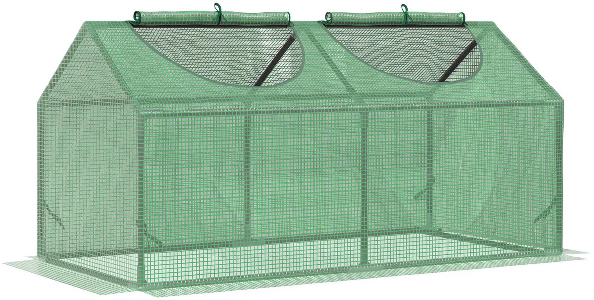 Folienkas met Raam 120x60x60cm Wit PE Mini Kas Oprolbaar Venster Waterdicht UV-bestendig voor Tomaten Groenten Balkon Tuin