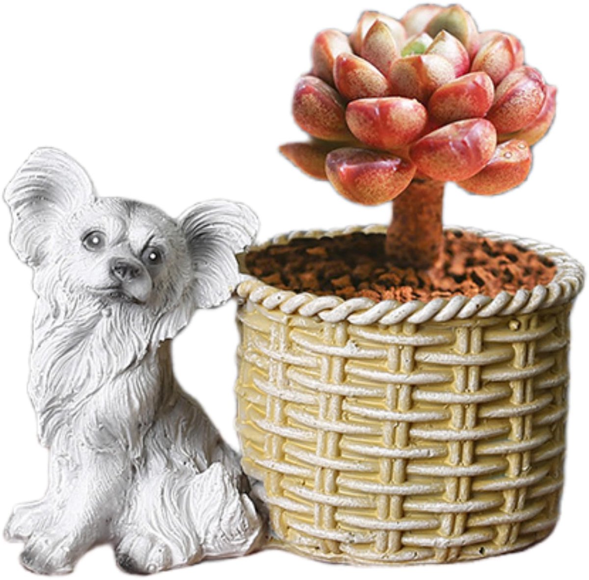 Solidchoice - Papillon Design Succulent Pot met Hondenmotief
