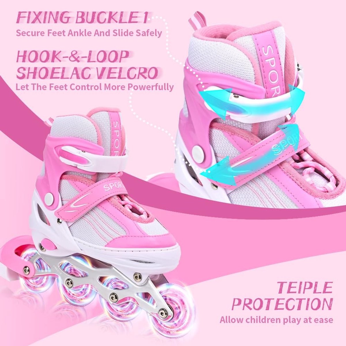 Solidchoice - Verstelbare Inline Skates voor Kinderen in Sakura Roze