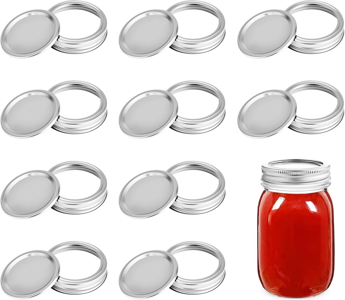 Set van 10 Schroefdoppen voor Inmaakpotten, Vervangingsdoppen, Herbruikbare Deksel voor Jam- en Snoeppotten, 90 mm