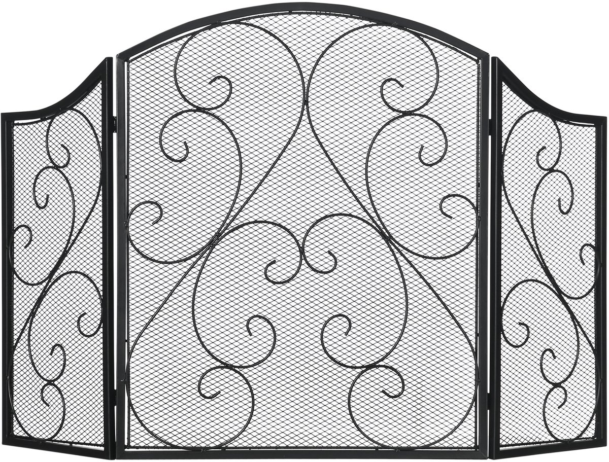 HOMCOM-Kamingitter-Metall-66L x 31B x 81H cm-Schwarz