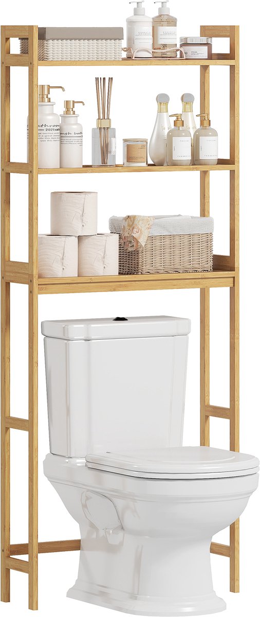Kleankin toiletrek - bamboe - 68L x 20B x 165H cm - natuurlijk hout