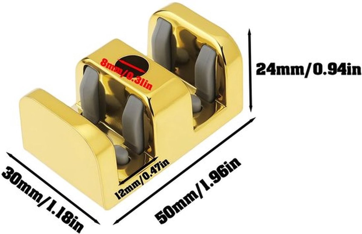 Botsingsstopper 4 Stuks - Gouden Blokken - Geschikt voor Glazen Schuifdeur - Eenvoudig te Installeren - Inclusief Schroeven - 50x30x24mm - Schuifdeurstopper