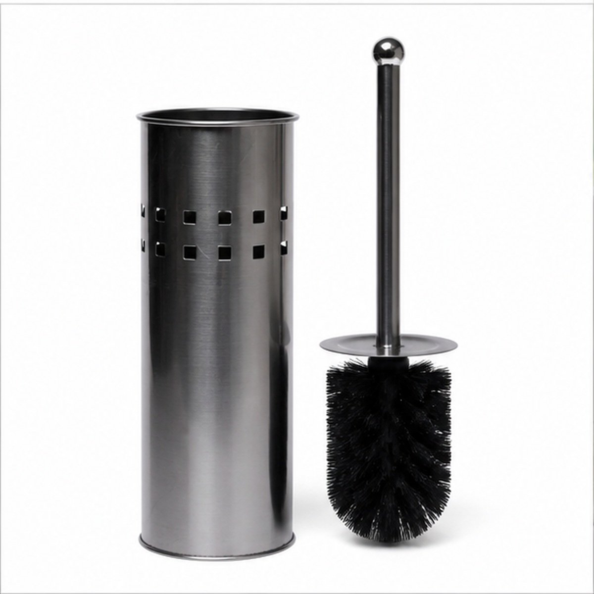 WC-borstel met RVS houder - 27 cm - Zilverkleurig