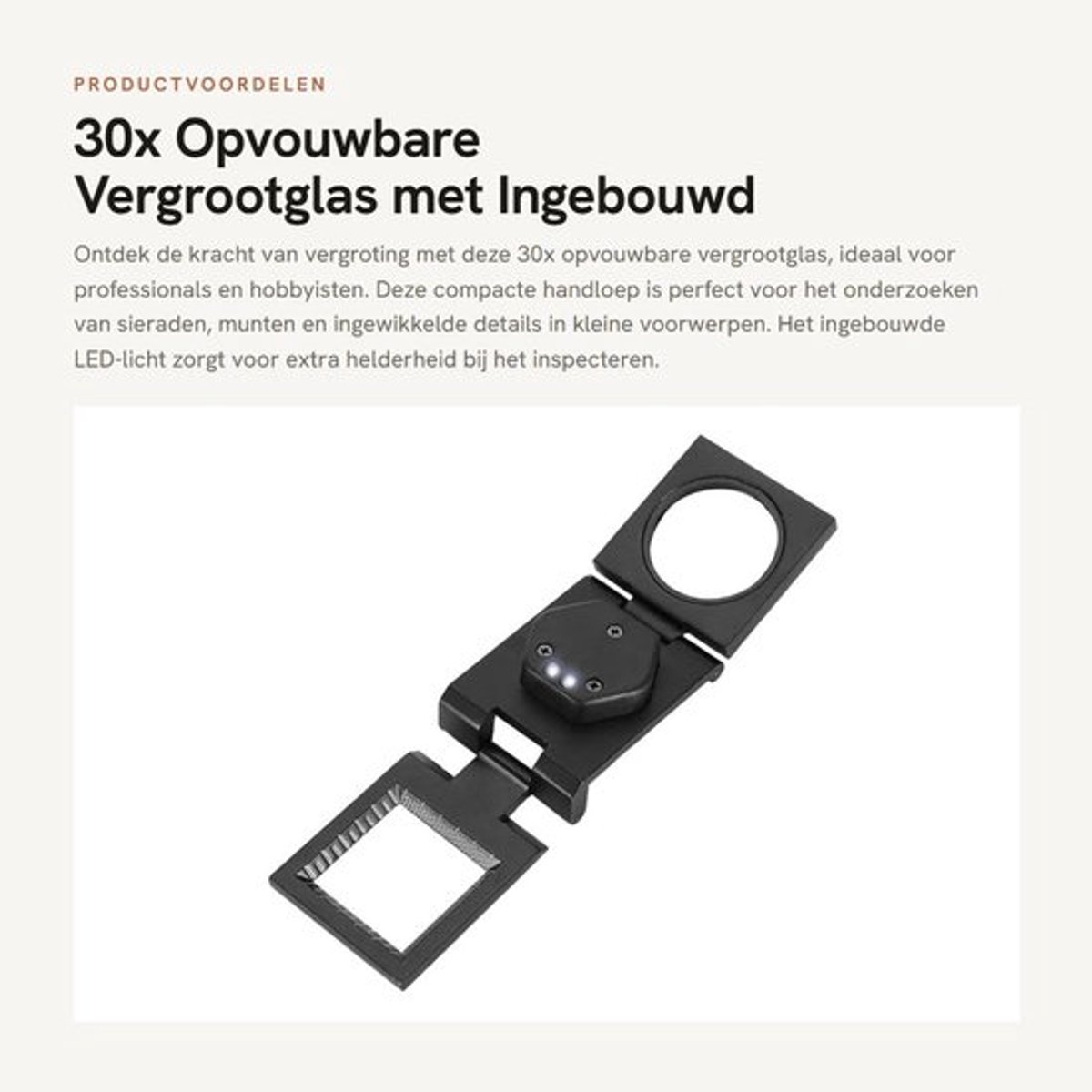 Vergrootglas 30x - Opvouwbaar - Draagbaar - Handloep met