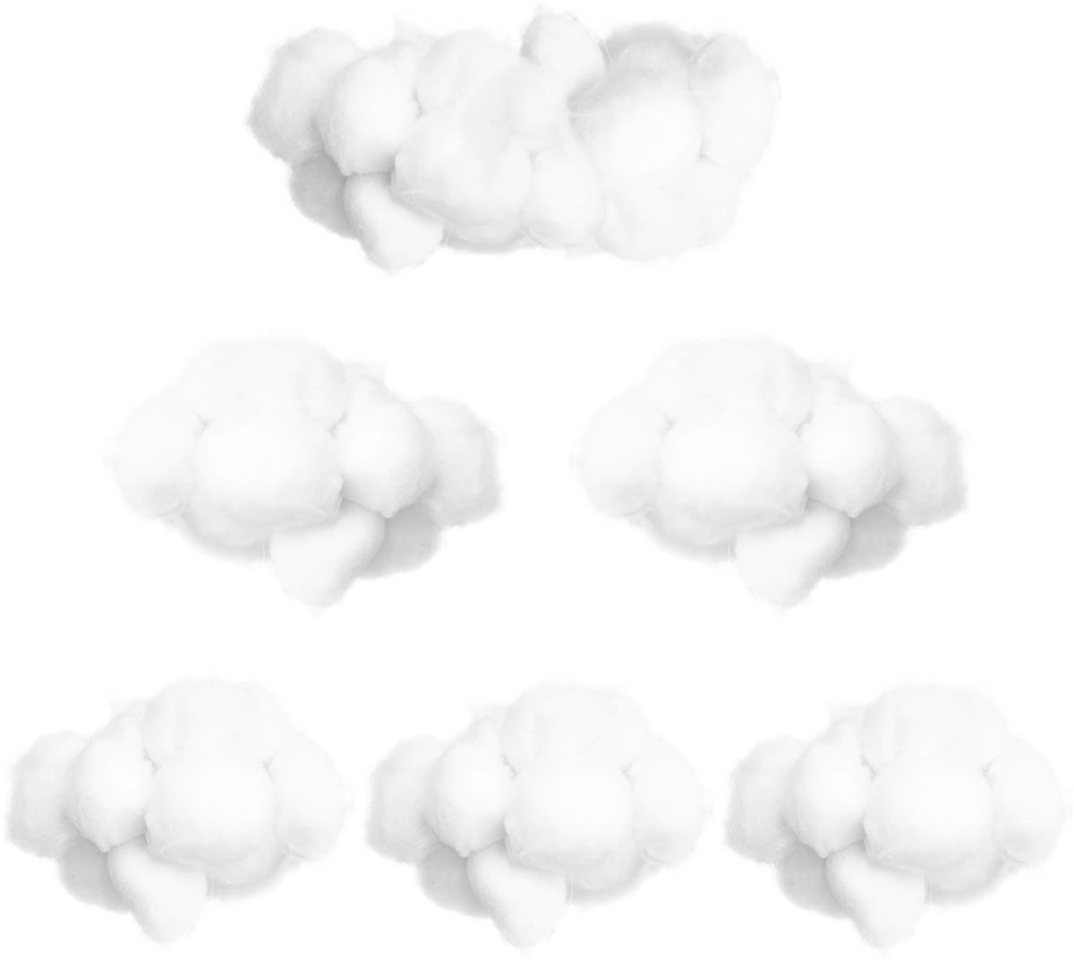 Solidchoice - Set van 6 3D Wolken Decoraties voor Feestjes en Kamers
