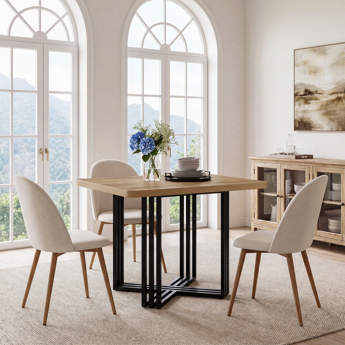 Tribesigns Eettafel - Industriële Tafel met Metalen Poten - 100 x 79 x 75 cm - Eetkamertafel Voor 2-4 Personen - Eik