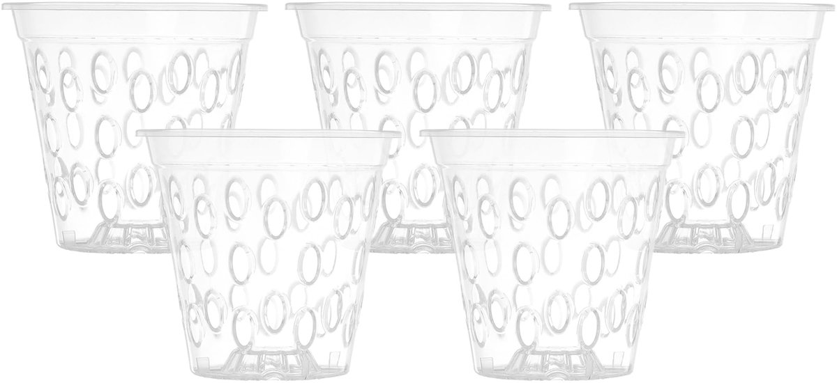 Solidchoice - Transparante Plastic Orchidee Pot Ø 14 cm (Set van 5)