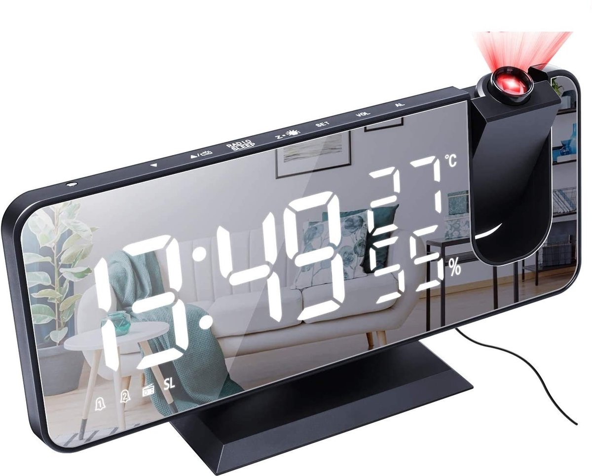 Solidchoice - Radio Projectie Alarmklok met Temperatuurweergave