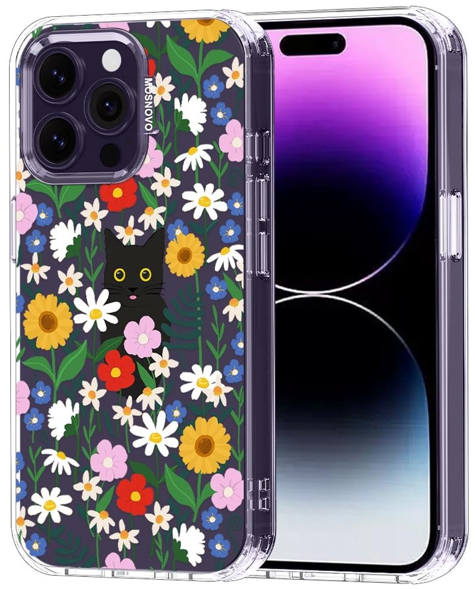 Solidchoice - Transparante TPU Bumper Case voor iPhone 14 Pro Max met Zwart Kat Ontwerp