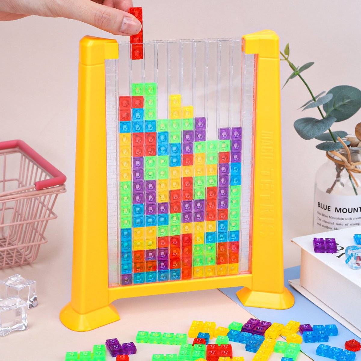 Houten 3D Tetris puzzel - gestapeld montessori speelgoed - gekleurd bordspel - educatief denkspel voor peuters van 3‑6 jaar Gekleurd acryl + hout