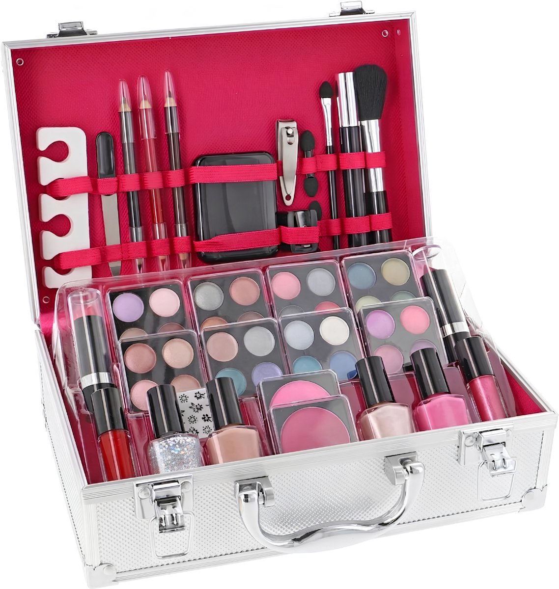 KIRA® Make Up Koffer - Make Up Koffer Met Inhoud - Make Up Set - Make Up Koffer Meisjes - Meerkleurig - 26cm x 18cm x 9cm