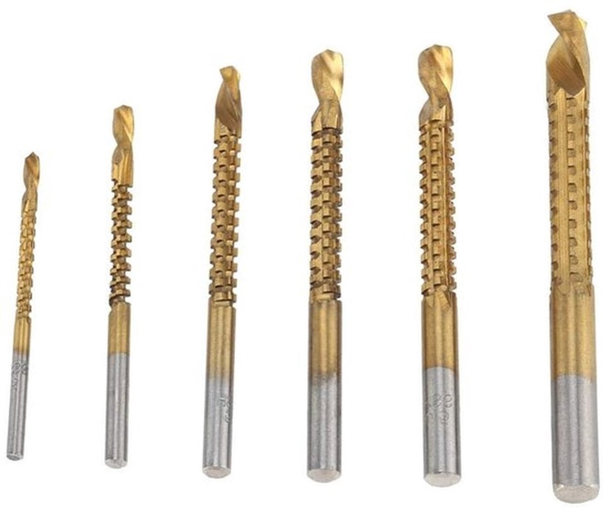 Set van 6 HSS Gecoate Houtboor Groefzaag voor Hout, Aluminium en Plastic - 3mm tot 8mm Maten