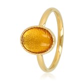 My Bendel - Ovale Ring met Edelsteen • Citrien - met Luxe Cadeauverpakking | Sieraden Voor Dames | Maat 18.00 Mm / Maat 57