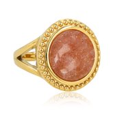 My Bendel - Vintage Ring met Ronde Edelsteen • Berry Quartz - met Luxe Cadeauverpakking | Sieraden Voor Dames | Maat 16.00 Mm / Maat 50